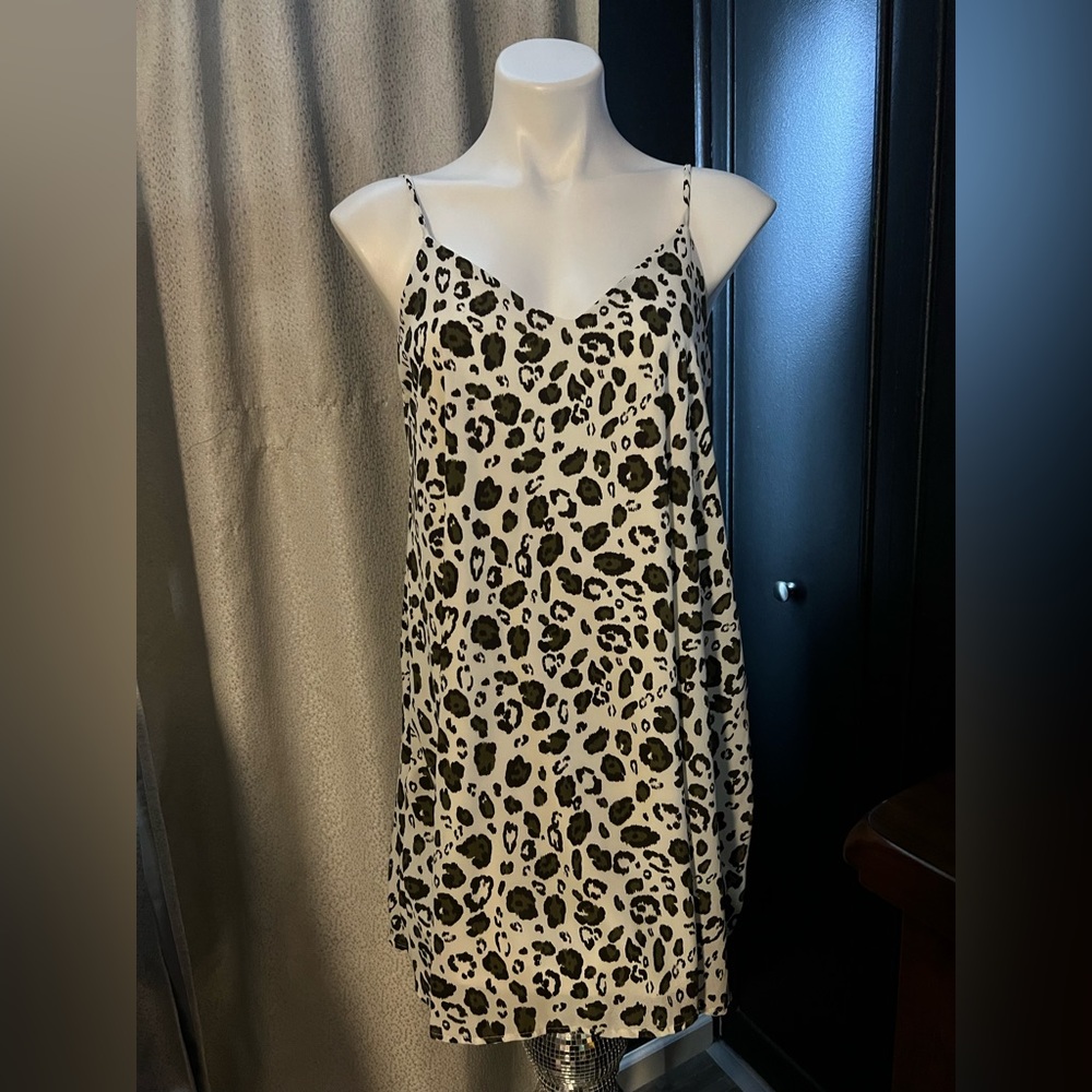 Peach Love California Leopard Animal Print Cami Short Swing Dress size Small